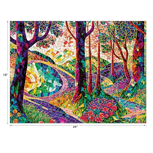 RoseArt - Stained Glass - The Long and Winding Road - 300 Adult Piece Jigsaw Puzzle for Adults RoseArt