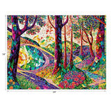 RoseArt - Stained Glass - The Long and Winding Road - 300 Adult Piece Jigsaw Puzzle for Adults RoseArt