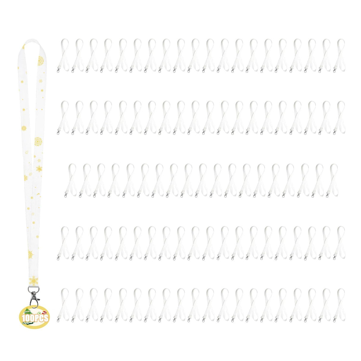 YOUKE OLA 100 Pack Sublimation Lanyards Blank Bulk Sublimation Lanyards with Swivel Hooks Neck Lanyards Heat Transfer Lanyard for ID Badge Holder Keychain as Christmas Gifts, White YOUKE OLA