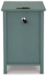 Signature Design by Ashley Treytown Casual Compact Chairside End Table with a Storage Cabinet, Open Cubby Shelf, Pull-Out Tray & USB Charging Ports, Blue Signature Design by Ashley