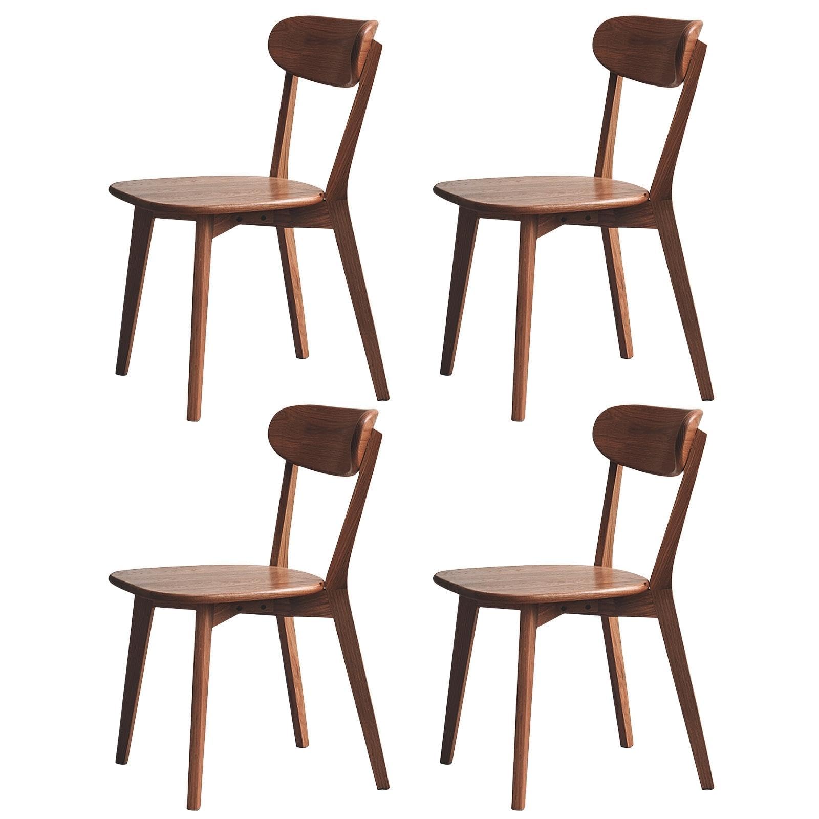 Vadisun Dining Chairs, Kitchen Chairs, 100% Pure Solid Wood Modern Chair with Curved Backrest Kitchen & Dining Room Chairs Modern Chair for Living Room,Dining Room (4, Walnut) - WoodArtSupply