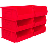 Akro-Mils 30235 AkroBins Plastic Storage Bins, Space-Saving Stackable Bins for Garage, Pantry, Craft Organization, 11" x 11" x 5", Red, 6-Pack Akro-Mils
