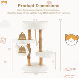 PETSITE 34 inch Wooden Cat Tree, Solid Wood Modern Cat Tower with Jute Scratching Posts, Sisal Rope, Cozy Top Perch and Hammock, Soft Long Plush Pear Wood Cute Cat Tree for Indoor Cats Large PETSITE