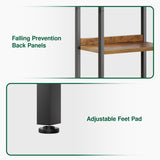 OTK Triple Column 5 Tier Bookshelf, Large Bookcase with 14 Open Display Shelves, Adjustable Industrial Book Shelf with Baffles, Wide Bookshelves for Bedroom, Living Room and Home Office, Rustic Brown OTK