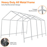 Hipicute Carport 10' X 20' Heavy Duty Canopy, Portable Garage Heavy Duty, Carport with Side-Opening Door & Roll-Up Windows, Metal Steel Frame,180g PE Powder-Coated Tarp for Truck, Boat, Garden, Grey Hipicute