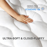KAYFIA Full Mattress Pad, Quilted &Breathable Mattress Topper Full Size with 3D+7D Snow Down Alternative Fill, Cooling Pillow Top Mattress Cover Protector Stretches up 8-21" Deep Pocket -White Kayfia