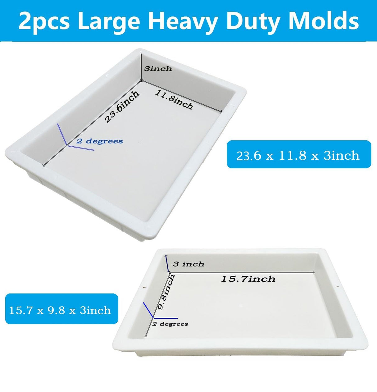 2Pcs Extra Large Reusable Epoxy Resin Table Mold 23x11x3 inches 15.7x9.8x3 inches Rectangles Epoxy Resin Molds for River Table, Coffee Side Table, Cutting Board, Charcuterie Board, Art Panel ModWgGuo