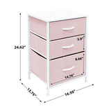 Sorbus Nightstand with 3 Drawers - Furniture Storage Chest Tower Unit for Bedroom, Hallway, Closet, Office Organization - Steel Frame, Wood Top, Pastel Fabric Bin (Pink) Sorbus