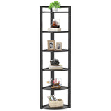 Tribesigns 6 Tier Corner Shelf, 70.9 Inch Tall Corner Bookshelf Small Bookcase Modern Corner Shelving Unit Storage Rack for Living Room, Home Office, Kitchen, Small Space (Black) Tribesigns