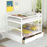 Harper & Bright Designs Full Over Full Wood Bunk Bed with Two Storage Drawers and Ladder, Convertible Storage Bunk Bed Can Be Divided Into Two Full Size Daybeds (White) Harper & Bright Designs