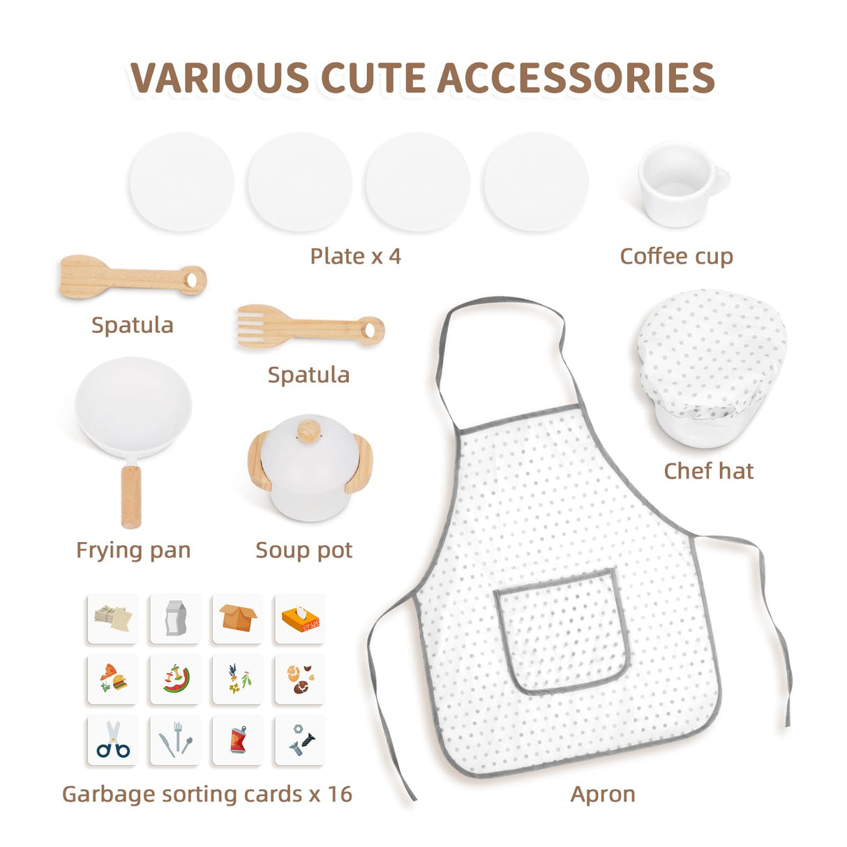 OOOK Kids Kitchen Playset with Sound and Light, Wooden Multifunctional Pretend Play Kitchen with Coffee Machine, Microwave, Dishwasher and Washer Toy ect., Kitchen Set for Kids Aged 3+ OOOK