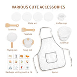 OOOK Kids Kitchen Playset with Sound and Light, Wooden Multifunctional Pretend Play Kitchen with Coffee Machine, Microwave, Dishwasher and Washer Toy ect., Kitchen Set for Kids Aged 3+ OOOK