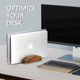 GEVO Dual Laptop Holder Vertical Laptop Stand, Natural Wood, Adjustable Dock, Wooden Laptop Stand,Vertical Laptop Holder for Desk, Widen Dock Fits All MacBook/Surface pro 2 Devices (Black Walnut) GEVO