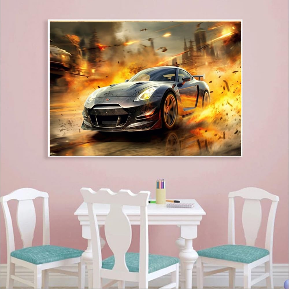 MaiYiYi Top Sports Car Crystal Diamond Embroidery Set, 5D Full Round Drill Racing Car Diamond Painting Kit, Sport Cars Diamond Painting Dots Art for Adults Beginners Wall Decor (30X40 CM) MaiYiYi