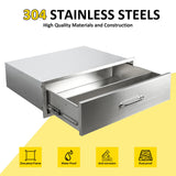 SGOLAN Outdoor Kitchen Drawers 30" W x 10" H x 23" D Flush Mount BBQ Single Drawers with Divider,Built-in Stainless Steel Drawer with Chrome Handle for Outdoor Kitchen Island Patio Grill Station SGOLAN