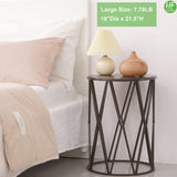 HFHOME Round Nesting Coffee Tables, Set of 3 End Tables for Living Room Balcony Office, Heavy Duty Metal Stacking Side Tables for Home Indoor - Brown HFHOME