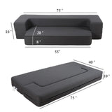 HonTop 10 Inch Folding Sofa Bed with 2 Pillows Memory Foam Couch Foldable Floor Couch Futon Sleeper Chair Bed for Guest Bed Mattress, Twin Size, Dark Grey HonTop