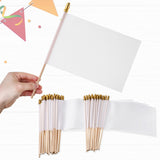Remerry 100 Sets Sublimation Blank Flags Small White Flags Mini DIY Flags on Stick Sublimation White Flags with Wood Stick for Kids Birthday Party Parades Day Wedding Events Celebration, 5x8 Inch Remerry
