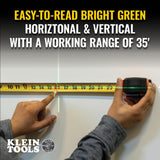 Klein Tools 93MCLG Self-Leveling Laser Level, Mini Cross-Line Level, Leveling Alignment Tool, Bright Green Horizontal and Vertical Lines Klein Tools