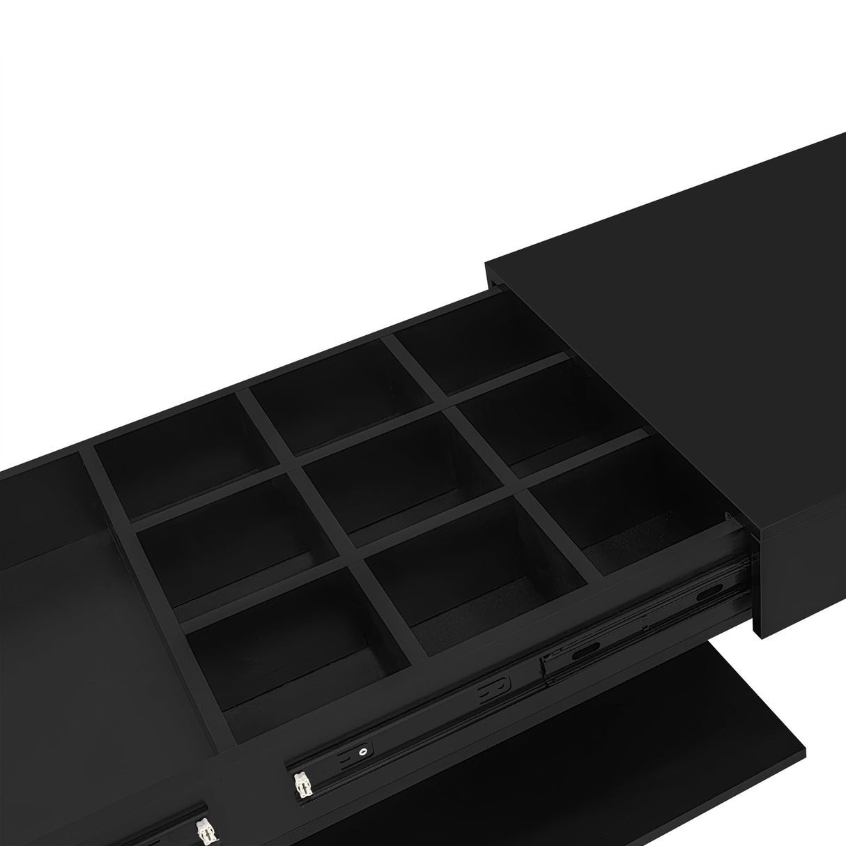 Mcltopz Extendable Coffee Table with with Hidden Storage and LED Lights, Modern 41.3''-76.7'' Rectangular High-Gloss Adjustable Center Table Cocktail Tea Table with Multiple Storage Compartments Black Mcltopz