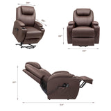 VICTONE Electric Power Lift Recliner Chair for Elderly Reclining Sofa for Living Room with Massage, Side Pockets and Cup Holders (Leather, Brown) VICTONE