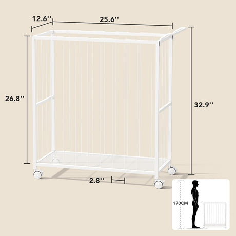 Homsorout Ball Storage Bin Rolling Sports Ball Cart, Metal Garage Organizer Sport Rack, Ball Basket Storage, Ball Cage for Garage or Gym, Indoor & Outdoor Sports Equipment Organizer white Homsorout