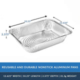 Nicole Home Collection Aluminum Pans With Lids Half Size 9x13 Extra Heavy Duty, Disposable Foil Pans For Baking (25 Sets) Nicole Home Collection