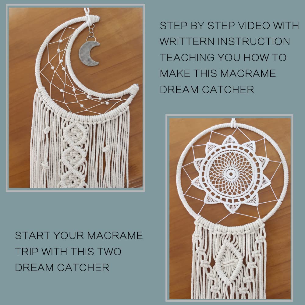 RQWZBCHX Macrame Dream Catcher Kits for Adults Beginners, 2PCS Macrame Wall Hanging Supplies RQWZBCHX