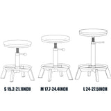 BOKKOLIK Set of 2-Industrial Bar Stool-Counter Height Chairs- Swivel Wooden Seat- Adjustable 17.7-24inch BOKKOLIK