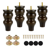 Maricome 6 Inch Replacement Furniture Legs Wood Bun Feet for Sofa Couch Cabinet Mid Century Maricome