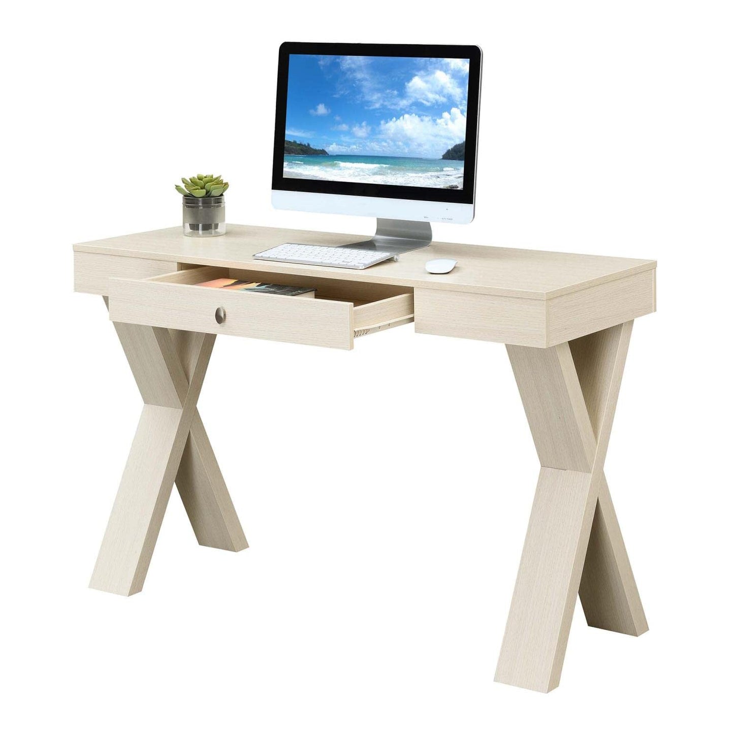 Convenience Concepts Newport 1 Drawer Desk, Ivory