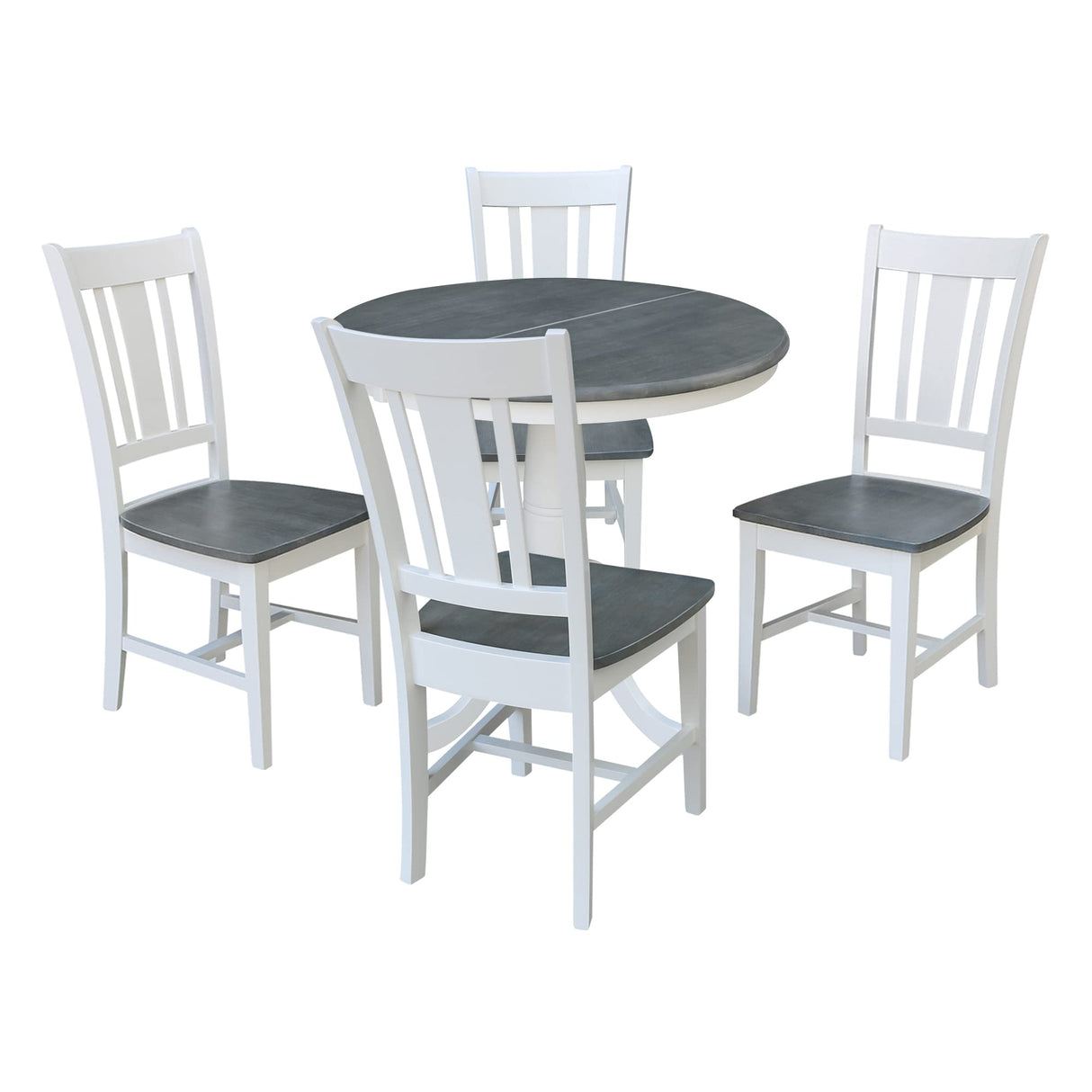 IC International Concepts Chairs Dining Table Set, White/Heather Gray IC International Concepts