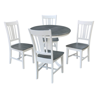 IC International Concepts Chairs Dining Table Set, White/Heather Gray - WoodArtSupply