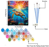 Ocean Turtle Paint by Numbers Kit for Adults Beginner, SeaTurtle Paint by Number Kit for Adults, Adult Paint by Number Canvas Animal with Paintbrushes and Acrylic Pigment 16x20 inch,Ocean Turtle JUJUHOOD