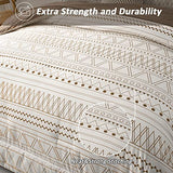 WONGS BEDDING 7 Pieces Brown Comforter Set King Size,Boho Bed in a Bag Geometric Stripe Comforter Reversible Soft Microfiber Bedding Set with Pillowcases & Shams,Flat Sheet,Fitted Sheet WONGS BEDDING