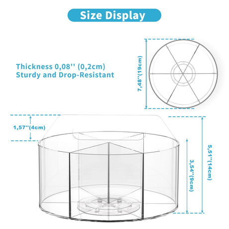 Acrylic Pen Holder for Desks, Acrylic Desk Organizer Clear, 360 Degree Pencil Holder for Desk Kids, Rotating Desk Organizer Rotating Pen Holder for Desk, Art Supply Storage Organizer 6 Compartments Wawocs