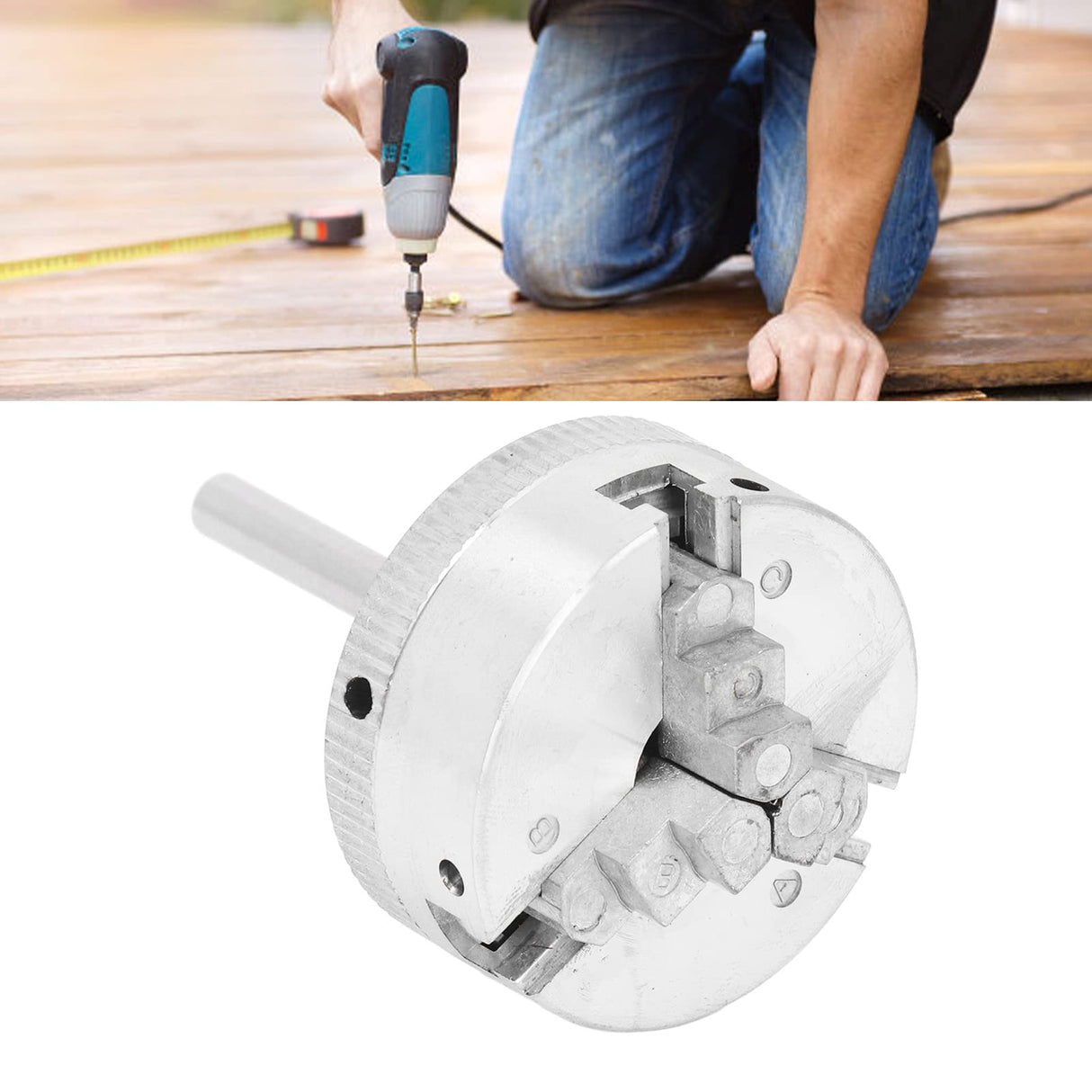 Topyond 3 Jaw Lathe Chuck Set, Aluminum Alloy Lathe Jaw, Self Centering Lathe Chuck Plate with X1 Connecting Rod 10x35mm Clamping Topyond