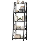 HOOBRO Ladder Shelf, 5-Tier Bookshelf, Corner Bookcase, Freestanding Storage Shelf Display Organizer, for Living Room, Bedroom, Home Office, Kitchen, Black BB305CJ01 HOOBRO