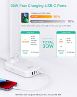 Power Strip with LED Desk Lamp, PD 30W Touch Desk Lamps, 4 Outlets 4 USB Ports(2 USB C) Small Desk Lamp 5FT Extension Cord Table Lamp for Home Office College Dorm Room Essentials Bedroom Bedside Study Mifaso