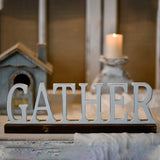 Sintosin Rustic Wooden Gather Signs for Home Decor 16", Tabletop White Distressed Home Decor Signs, Christmas Signs Farmhouse The Gathering Place Sign for Fireplace Shelf Living Room Kitchen Sintosin