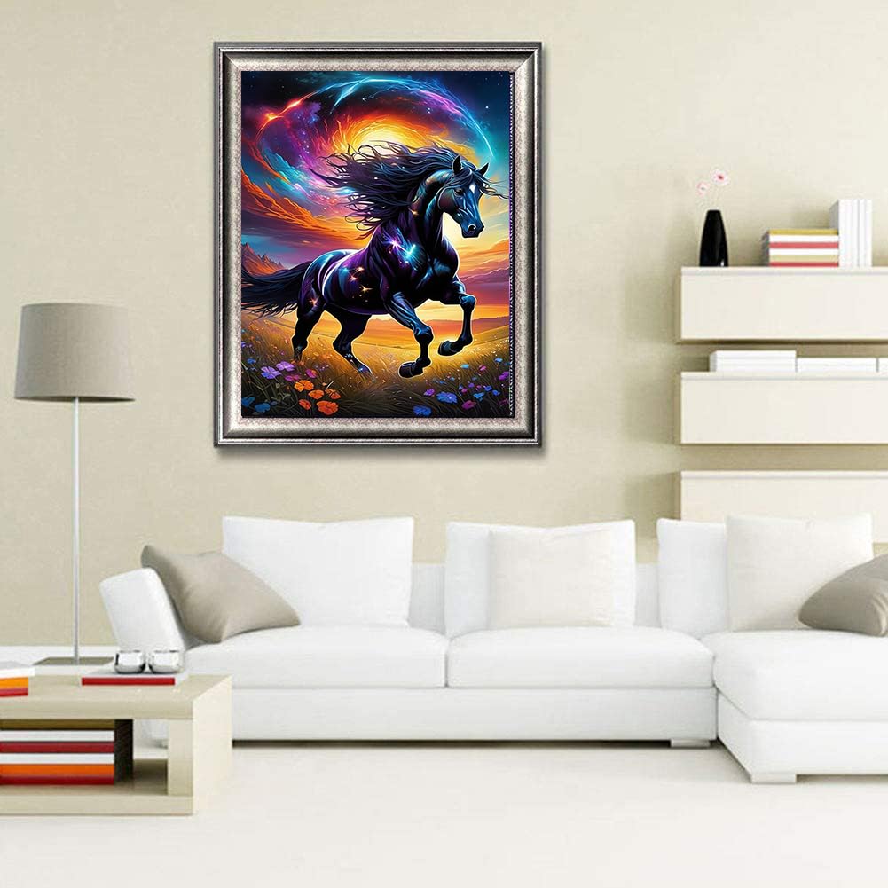 JUJUHOOD Black Horse Paint by Numbers Kit for Adults Beginner, Horse Paint by Number Kits for Adults on Canvas Animal with Paintbrushes and Acrylic Pigment 16x20 inch JUJUHOOD