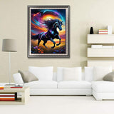 JUJUHOOD Black Horse Paint by Numbers Kit for Adults Beginner, Horse Paint by Number Kits for Adults on Canvas Animal with Paintbrushes and Acrylic Pigment 16x20 inch JUJUHOOD