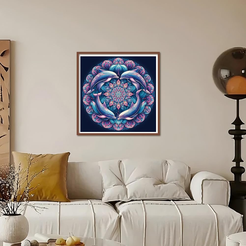 Kulvci Mandala Diamond Painting Kits for Adults, Diamond Art Kits for Beginners, 5D DIY Full Drill Gem Craft for Home Decor Gift 12x12inch Kulvci