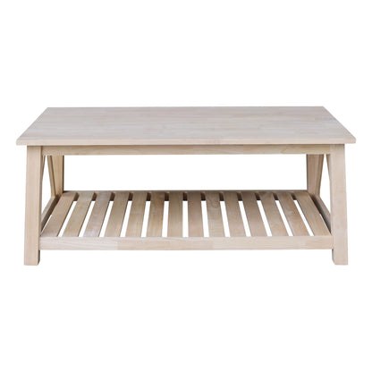 IC International Concepts Coffee Table, Unfinished - WoodArtSupply