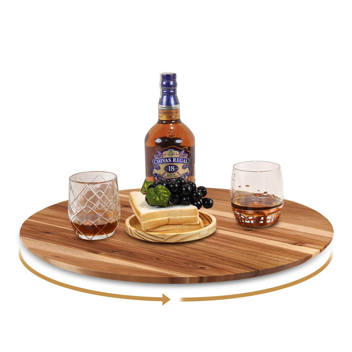 Nabytok Dia.21 Acacia Wood Lazy Susan, Wood Turntable Organizer, Turntable Tray for Cabinet, Pantry, Countertop, Table Organization, Wooden Charcuterie Boards, Turntable Storage Container Nabytok