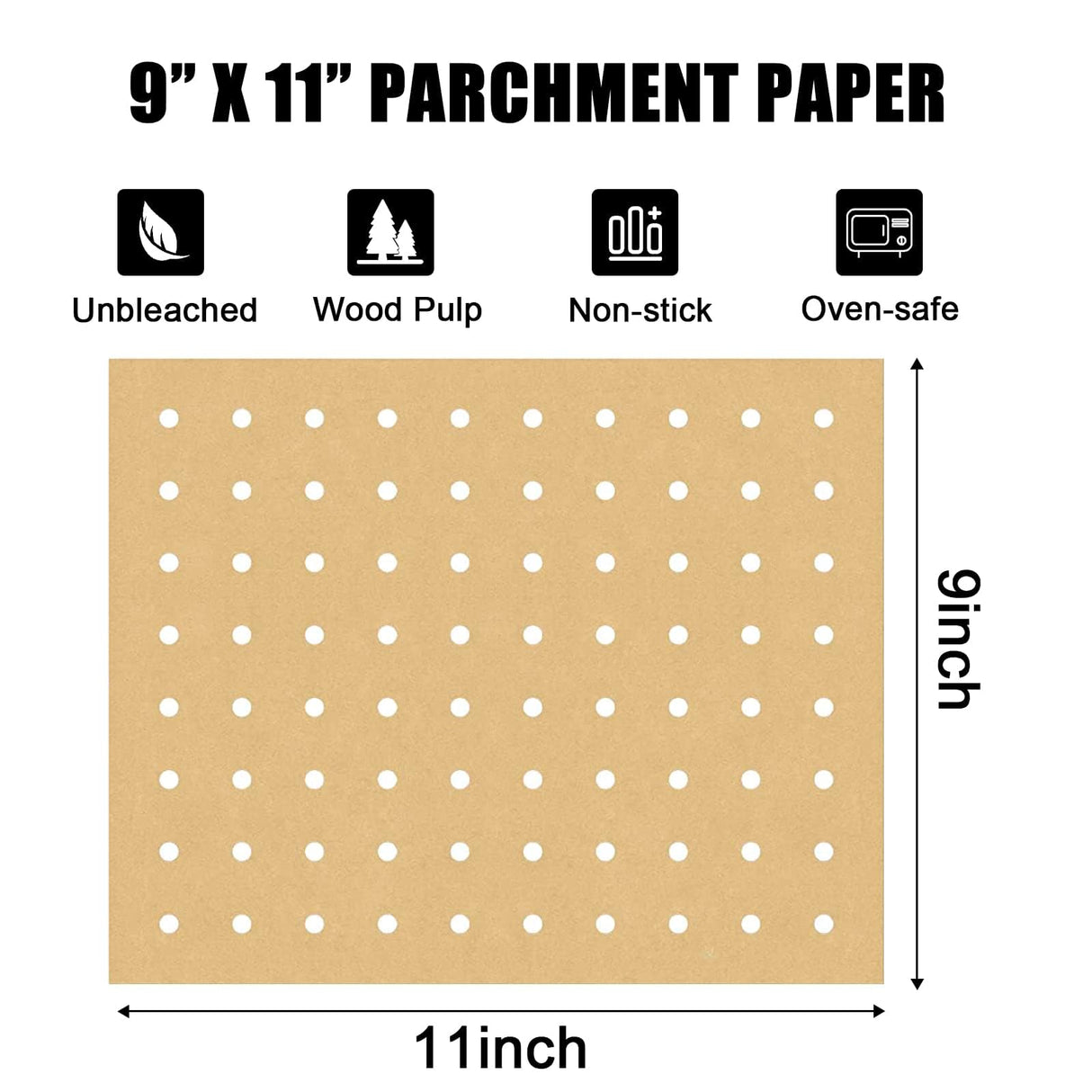 GOAUS Parchment Paper Sheets 9x11 Inch, Air Fryer Toaster Oven Liners Rectangular 175 pcs, Disposable Paper Liners Perforated Fit Cuisinart, Emeril Lagasse, Ninja Foodi, Breville, Instant Pot GOAUS