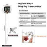 Candy Thermometer for Candy Making with Rotatable Large Display 10'' Long Probe,Digital Instant Read Candy Thermometer with Pot Clip,Candle Smoker, Oil Cooking (Blue) Efeng