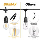BRIMAX 12FT Outdoor String Lights with 5 LED Bulbs Outdoor Lights Shatterproof Edison Bulb Commercial Grade Waterproof LED Outside Light for Bistro Gazebos Porch Patio Garden BRIMAX