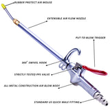 High Volume Powerful Industrial Air Blow Gun, 17-26 Inch Extensible Stainless Steel Air Flow Nozzle, Pneumatic Air Compressor Accessories Tool, Extended Dust Air Blower Gun with 360 Degree Swivel Hook JASTIND