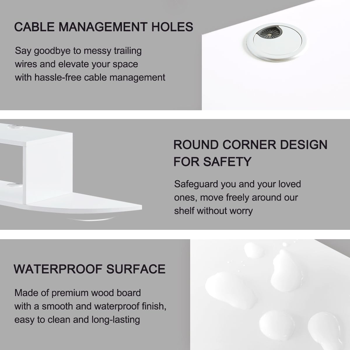 GHC Floating TV Stand, Wall Mounted Entertainment Center and Cabinet Shelf, TV Console with Storage, Media Console for DVD Player, Space-Saving Under TV Shelf for Bedroom, Living Room (White) GHC